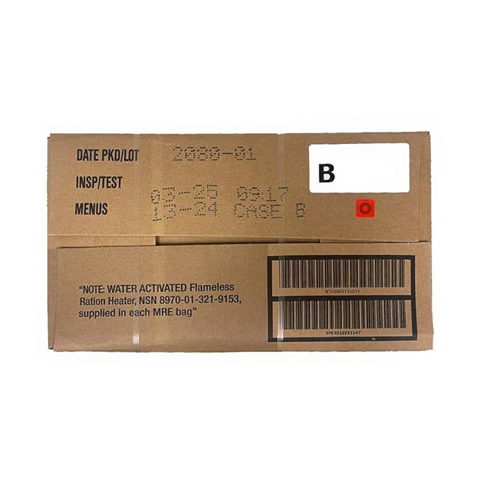 Meals Ready to Eat A and B bundle cases 2025, 2026 inspection. Genuine Military US surplus emergency food bulk supply full box with heater