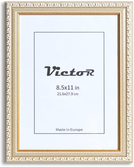 VictoR Picture Frame Chagall 8,5x11 Beige Gold - Vintage Picture Frames with Shutterproof Acrylic Glass - 8,5 x 11 Photo Frame - Beige Picture Frames - Antique - only for hanging