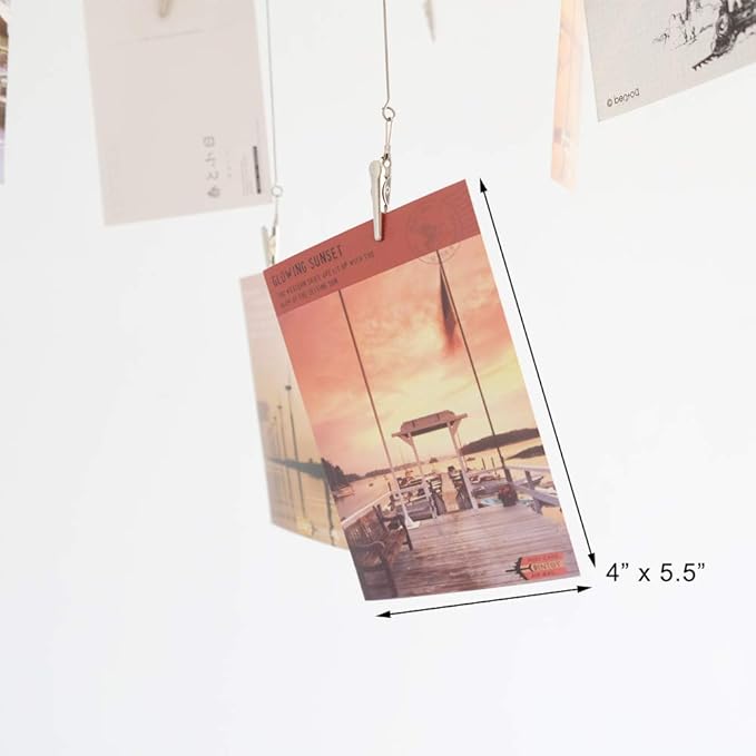 TFu Wind Chime Style Photo Clip Holder with 7 Clips, Triangle Vertical Photo Hanging Display Fan for Hanging Pictures Notes Memo Artworks (10 Clips)