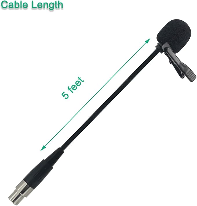 XLR Lavalier Microphone Replacement for AKG Samson Wireless Transmitter, Phenyx Pro Mic - Lav Lapel Clip, Wearable, TA3F Plug