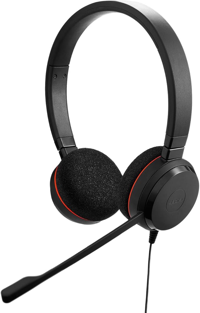 Jabra Evolve 20 Wired Headset (2025 Edition) - Dual-Ear Set for Office and Work from Home - Call Control - All Platforms - USB-C/A Connectivity - Black