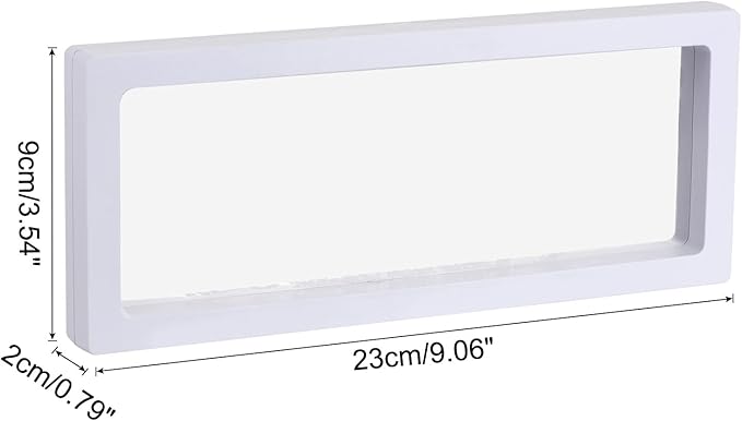 MECCANIXITY Floating Frame Display Holder Stand 3D Jewelry Display Box 9.06 x 3.54 x 0.79 inch White for Ring Necklace Bracelet Earring Pack of 2