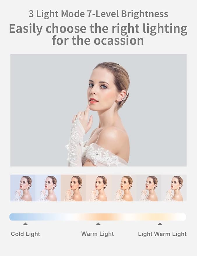 Viozon Extendable Selfie Stand 360° Rotation with Phone Holder, Rechargeable Wireless Foldable 7 Brightness LED Light for Live Streaming/YouTube/Tiktok/Video Recording/Photography/Reading (AP-V6P)
