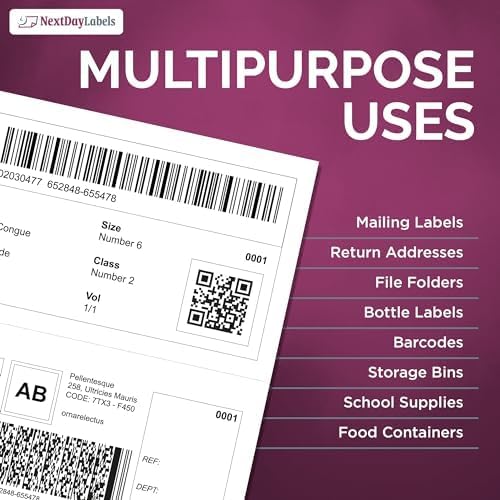NextDayLabels Half Sheet Shipping Labels 5.5" x 8.5" – Printable Blank Labels for Laser & Inkjet Printers, White Self-Adhesive Stickers, 2 Per Page for Ship, FBA, UPS & FedEx, Made in USA, 250 Pack