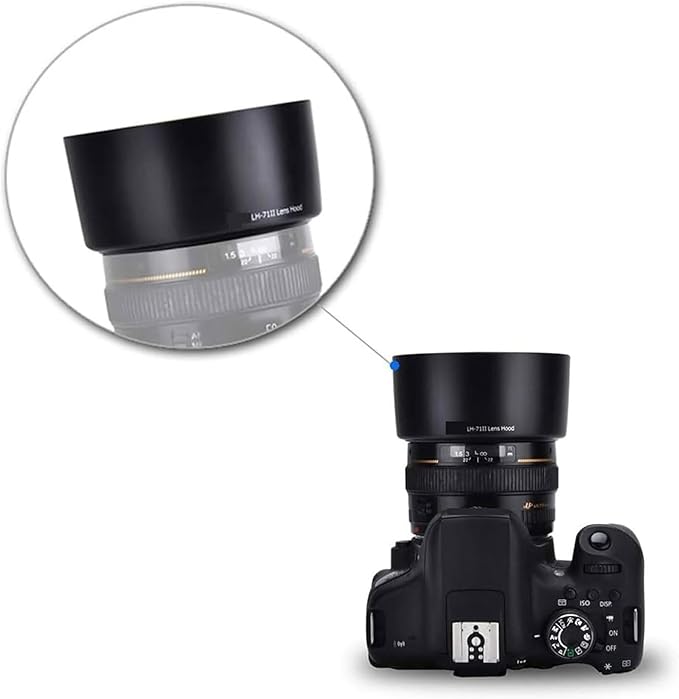 Yunseity Lens Hood for EF 50mm f1.4 USM ES-71II Black ABS Bayonet Mount Shade Compatible with 58mm Filter Protector for 50mm f1.4 Lens