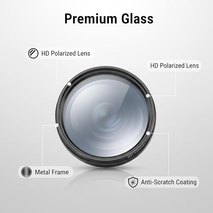 52mm Clip-on CPL Phone Camera Lens Filter Kit, Circular Polarizer Polarizing Filter Compatible with iPhone 17 16 15 14 13 12 11