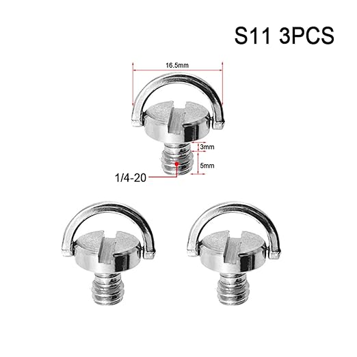1/4 3/8 Camera Screw for Quick Release Plate 1/4 3/8 Inch D-Ring Screw Tripod Ballhead Mount Adapter Photography Accessories(S11 3PCS)
