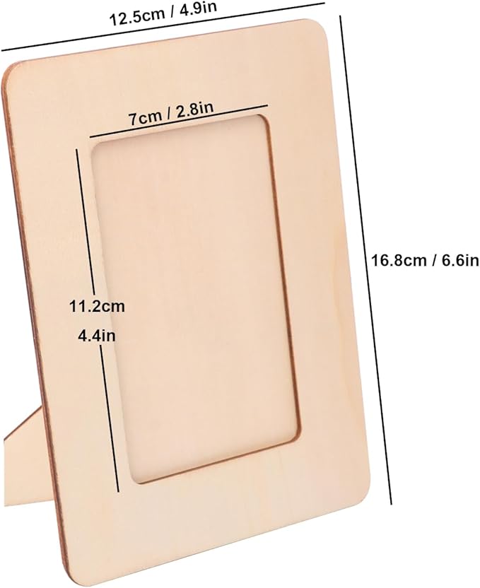 kukmakri 35 PCS Unfinished Wooden Picture Frames Set with 3.54 x 5.12 inch Photos, Wooden Frames for Crafts, Standing Postcard & Photos Picture Frame Set-Suitable for Crafts DIY, Souvenir Decoration