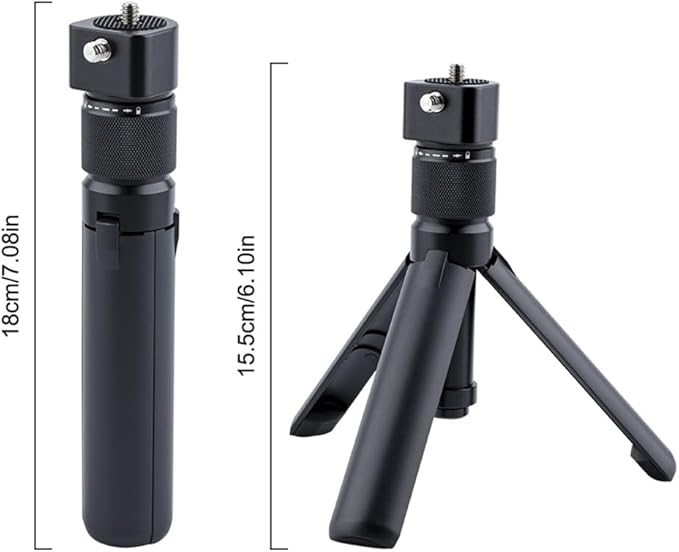 Bullet Time Handle Tripod Rotating Grip for Insta360 X5/X4/X3, DJI OSMO Pocket 3, GoPro – 360° Rotating Grip, 1/4" Thread, 6 lbs Capacity, Compact Selfie Stick & Tabletop Tripo