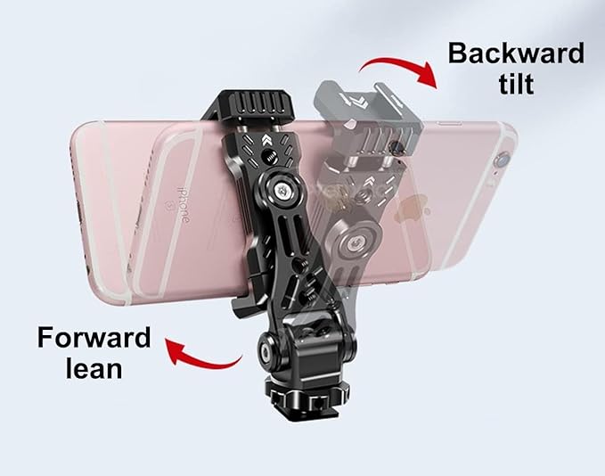 Phone Clamp Tripod Mount Adapter, Metal Phone Holder with Cold Shoe,Compatible with iPhone Sumsung Lg BlackBerry etc,Fits for Tripod Monopod Phone Cage Camera Cage