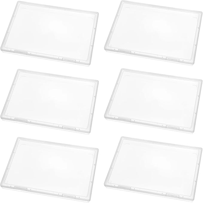 6 PCS Clear Photo Storage Boxes, 12 x 8.8 in Transparent Plastic Photo Case, Dustproof and Moisture-Proof, Container for Scrapbooks, Postcards, Crafts, Office Supplies, Files