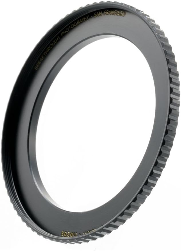 Breakthrough Photography 58mm to 82mm Step-Up Lens Adapter Ring for Filters, Made of CNC Machined Brass with Matte Black Electroplated Finish