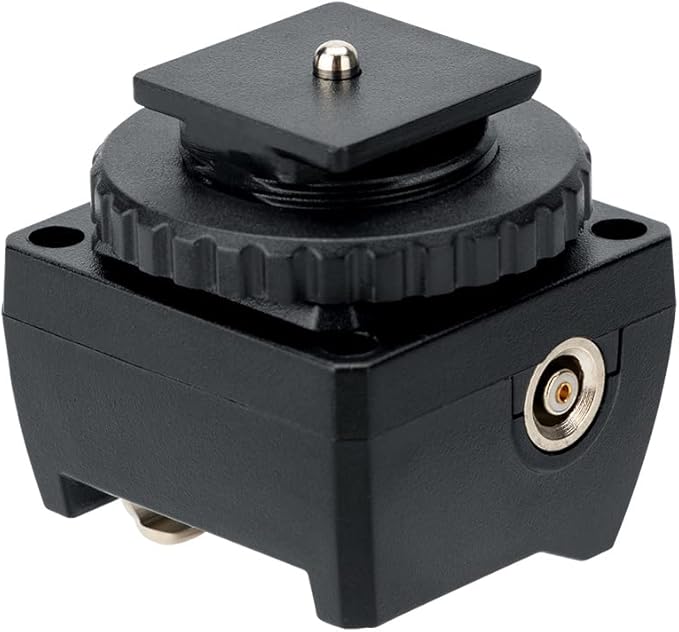 JJC Standard Hot Shoe Adapter with Extra PC sync Connection Port & 3.5mm Mini Phone Connection Port for Connecting Cameras to Additional Off-Camera Flash,Studio Light,Strobes or Other Accessories