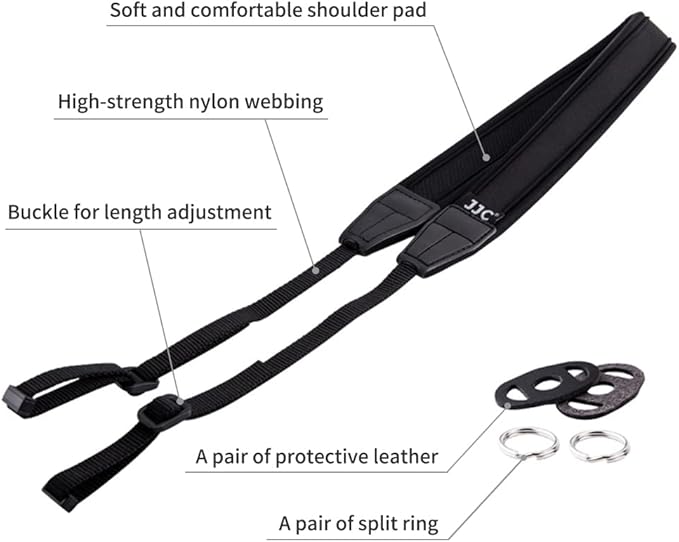JJC Soft Camera Neck Shoulder Strap for Sony ZV-E10 A6000 A6100 A6300 A6400 A6500 A6600 Fuji Fujifilm X Half X-T5 X-T30 X-T20 X-T4 X-T3 X100V Canon EOS M50 M6 Mark II R7 R10 R50 G7X G5X G1X & More