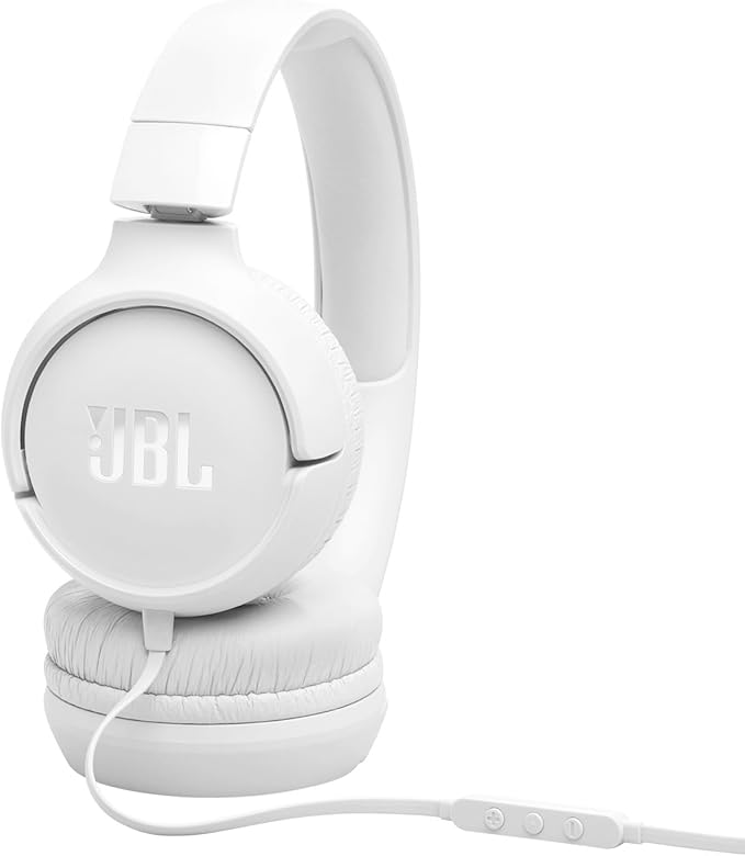 JBL Tune 520C - USB-C Wired on-Ear Headphones with Hi-Res Audio Support, JBL Pure Bass Sound, Comfort fit, USB-C connectivity, 3-Button Remote with Microphone and EQ presets Control (White)