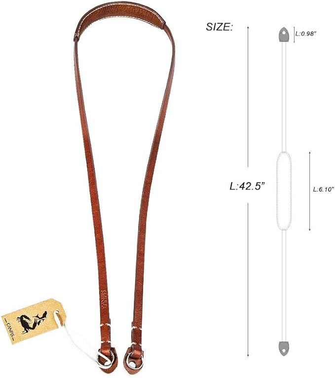 CANPIS CP005 Leather Camera Neck Shoulder Strap with Pad, Mirrorless Camera Strap Compatible with Sony Leica Nikon Fujifilm Olympus Panasonic (Color: Brown, Length 108cm)