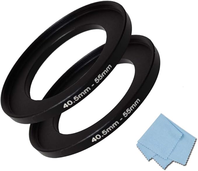 40.5mm-55mm Step Up Ring 40.5mm Lens to 55mm Filter (2 Pack), WH1916 Camera Lens Filter Adapter Ring Lens Converter Accessories