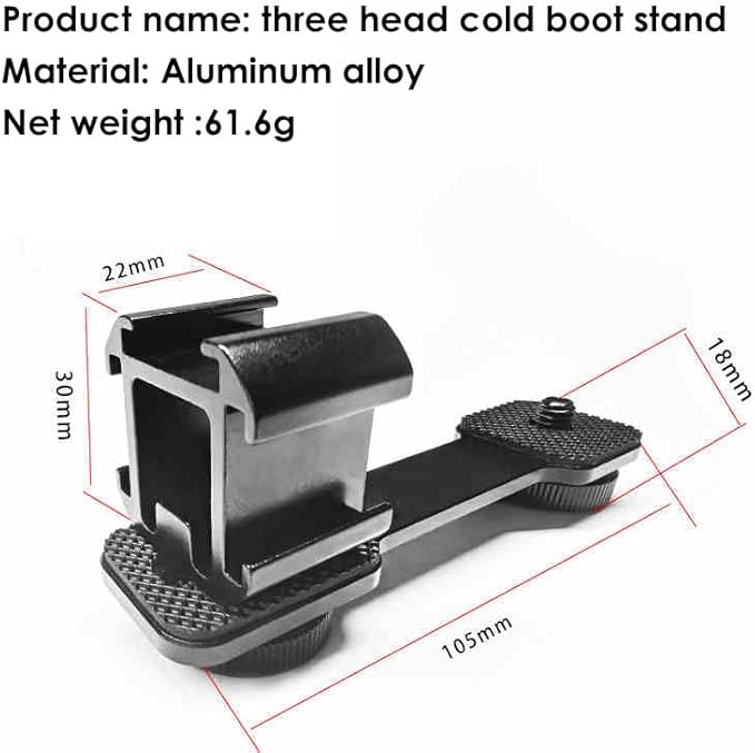 Triple Cold Shoe Mounts Plate Microphone Led Video Light Extension Bracket Microphone Stand Rig Compatible for DJI OSMO Mobile 3 2 OM 4 Zhiyun Smooth 4/Feiyu Vimble 2 Gimbal Stabilizer