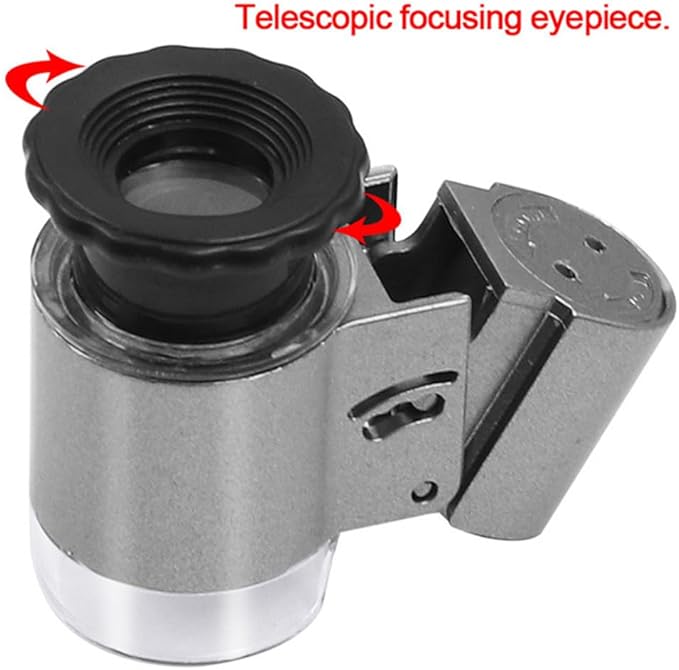 50X Pocket Jewelry Loupe Mini Jewelry Magnifier with UV LED Light Portable Eye Loupe Magnifier Coin Magnifying Glass Microscope Handheld Eye Glass for Jewelry Diamond Stamps Coin Collection