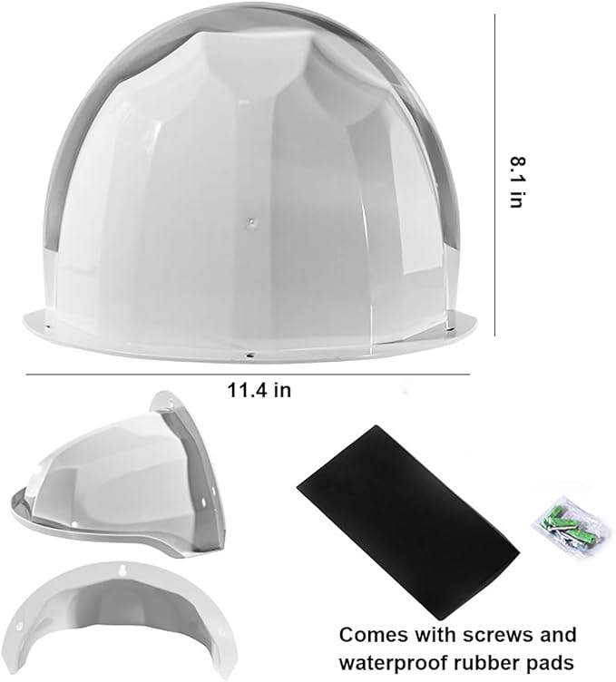 OWOKISO Universal Security Camera Sun Rain Cover Shield - Length 11.4", Width 8.0", Height 6.2" - Weatherproof Protective Roof for Dome/Bullet Outdoor Cameras (White, 2Pack)