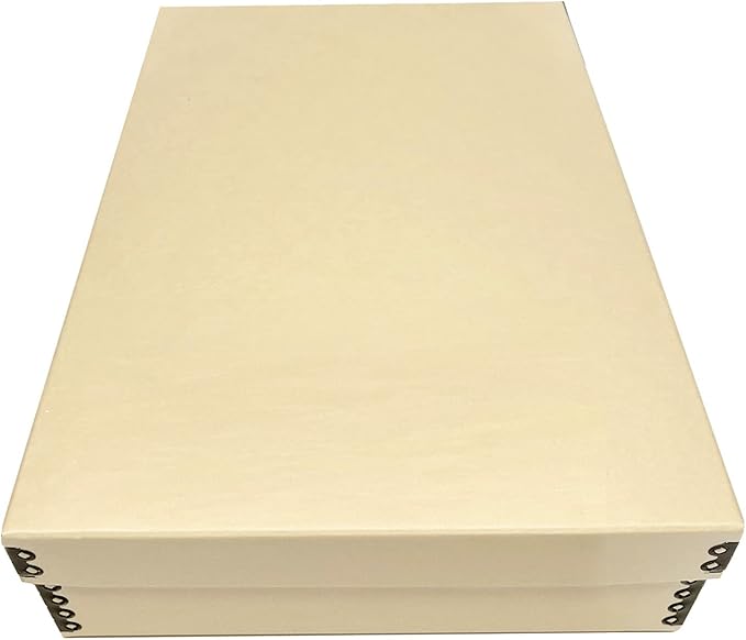 Golden State Art, Archival Storage Box, Acid-Free Drop Front Museum Box with Metal Edge for Storing Artwork Photos Documents Prints Arts And Crafts (11.75x17.75x3.75 Inches)