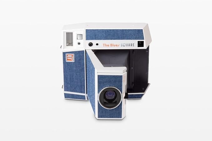 Lomography Lomo'Instant Square Glass Camera, Dual-Format Instant Camera, Glass Lens, Blues Edition, with Mini Back and Lens Attachments