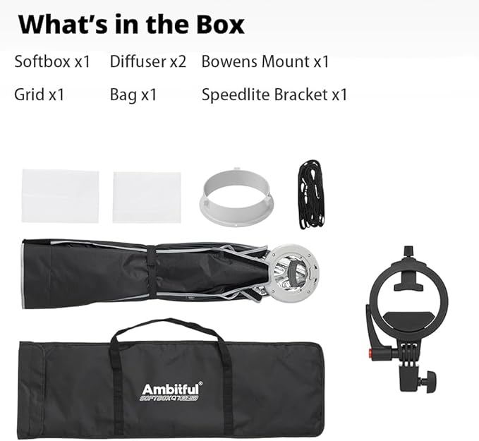 AMBITFUL 35" / 90cm Octagonal Softbox Quick Release with Bowens Mount & Speedlite Bracket for COB Lights, Flash for CB60/CB100, SL60/SL100, MS300/SK400, V1/V1PRO/V100, AD200PRO/II (35")