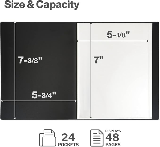 CRANBURY Small Photo Album 5x7 (Pink), 2-Pack Plastic Photo Book, 24 Pockets Show 48 Pictures, Mini Picture Binder with Customizable Album Cover, 5 x 7 Clear Sleeves