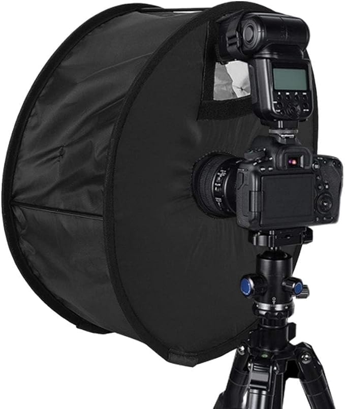 Softbox Diffuser, 42x16cm Foldable Ring Speedlite Flash Diffuser Macro Shoot Round Softbox with Storage Bag for Camera Flash Light