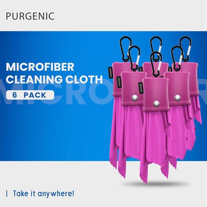 Microfiber Cloth & Glasses Wipes (6 Pack) Lens & Glasses Cleaning Cloth - Eye Glass Clean Cloths - Eyeglass Cleaning Cloth - Glass Cleaning Cloth - Camera Lenses & Gadget Delicate Screens - Pink