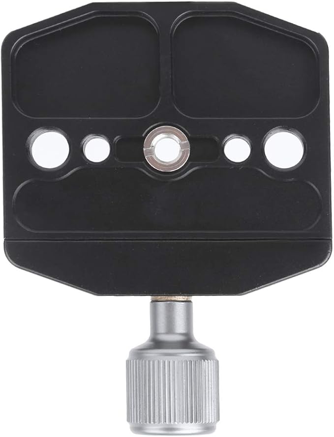 70mm Aluminium Alloy Quick Release Plate Clamp, QR Plate Clamp with 1/4in 3/8in Screw Holes, Built in Gradienter for Arca Standard Tripod, Durable Metal Locking Knob for Camera Pho