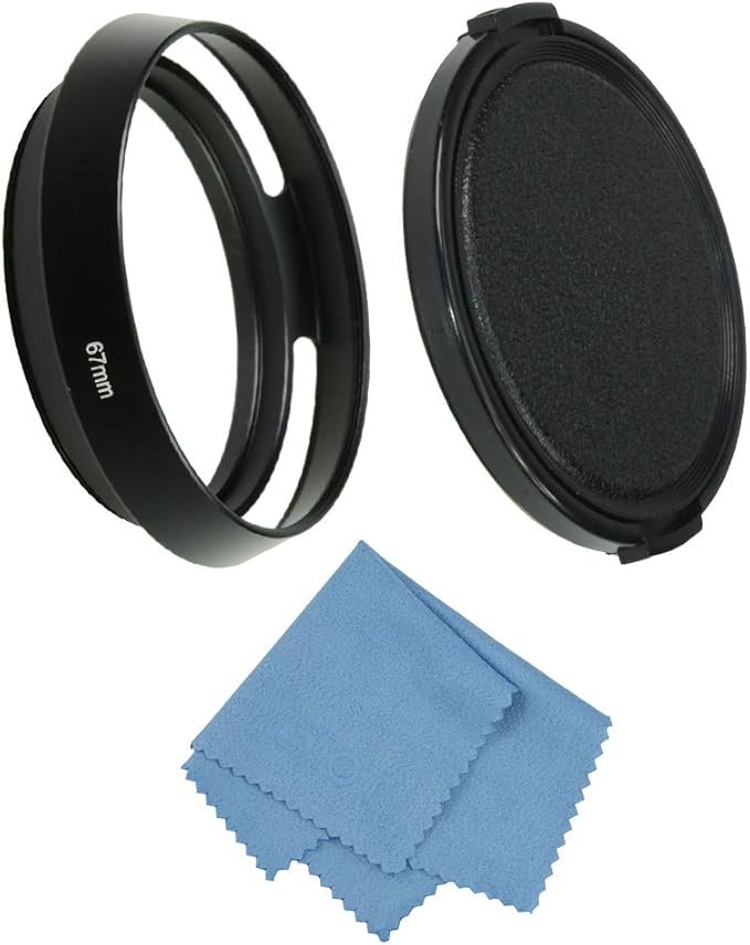 SIOTI 67mm Lens Hood, Oxidation Matte Anti Reflective Treatment, Aluminum Alloy, with 1 * 72mm Lens Cap, Compatible with Sony/Canon/Nikon/Fuji etc >40mm Camera Lens