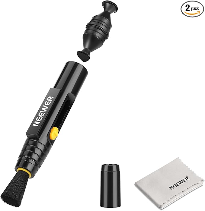 NEEWER 2 in 1 Camera Lens Cleaning Accessories Kit for Electronics, Phones, Tablets, Laptops, 1x Double Head Lens Brush Pen + 1x Cleaning Cloth, HM-51