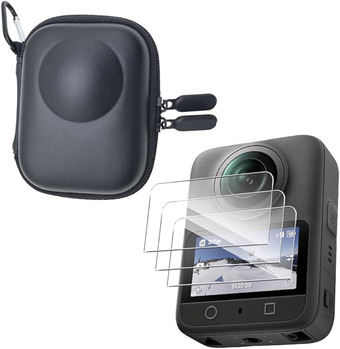 HUADU Screen Protector (3+1Pack) Compatible for DJI OSMO 360 Camera,Tempered Glass Film Full Coverage and Hard Shell Travel Storage Carrying Case