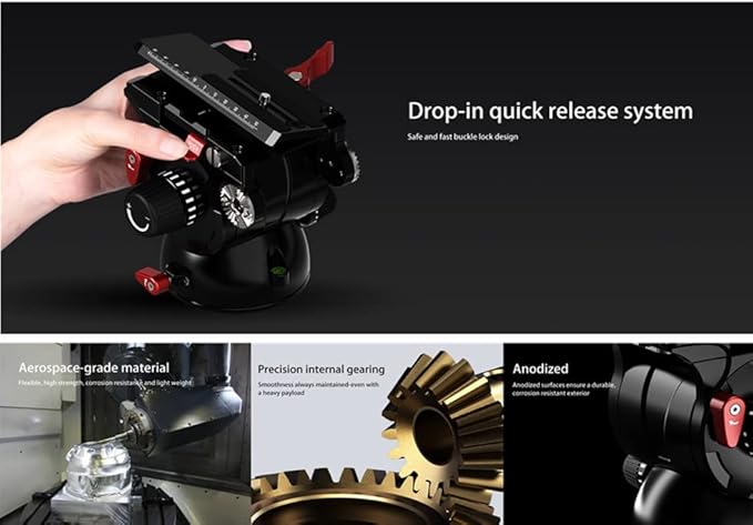 IFOOTAGE Komodo K7 Fluid Tripod Head, Heavyweight Fluid Video Head with Flat Base and Sliding Plate for Quick Connection to The Camera, Used for Professional Photography,Vlogging and Video Production