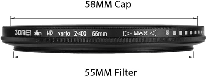 55mm Ultra Slim ND2-ND400 Fader Variable Neutral Density Adjustable Lens Filter Ultra Slim ND Filter Optical Glass