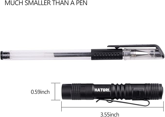HATORI LED Mini Flashlight, Bright Small Handheld Pocket Flashlights Tactical High Lumens Pen Light for Camping, Outdoor, Emergency, 2 Pack(3.55Inch)
