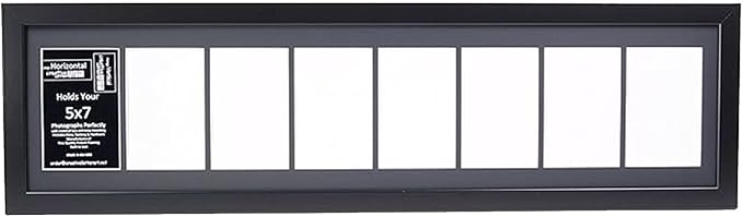 Creative Letter Art - 8 Opening 5x7 Black Picture Frame with 10x40-inch Black Mat Collage including Full Strength Glass, Alphabet Photography