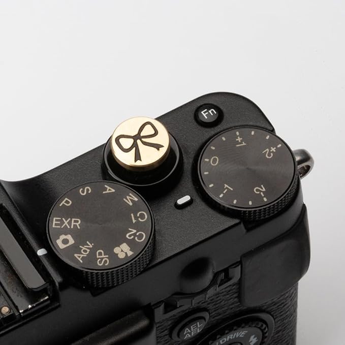 Butterfly Bow Ribbon Pattern Camera Metal Shutter Button for Fujifilm X100VI X-T5 X-T4 X-T30 X-T20 X-T10 X-T3 for Nikon ZF Z5 Z6(Copper Alloy-Shutter Decorative Button)