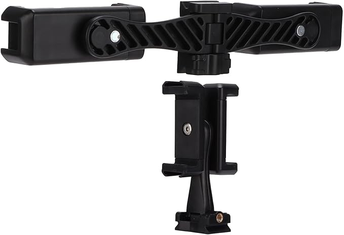 Phone Tripod Mount Adapter, Clip Tripod Monopod Selfie Stick Dual Cell Phone Holder Universal Cold Shoe Adapter for Vlog Live Streaming Video Recording