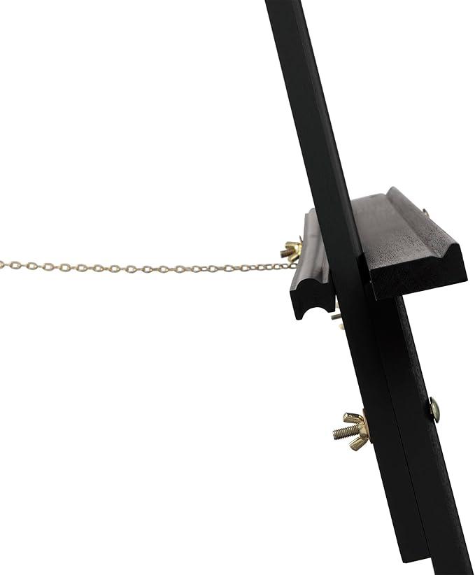 Creative Mark Thrifty Wood Tripod Display Easel Stand for Painting Single Unit- Durable Light Weight and Foldable with Adjustable Angle and Wheel - Drawing & Painting - Black Finish - Ideal For Artist