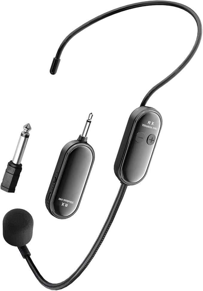 XIAOKOA Wireless Microphone Headset, 2.4G Head Microphones System, USB-C Charging, 100ft Range, Mic for Speakers Voice Amplifier PA System Teaching Fitness Instructor Tour Guide