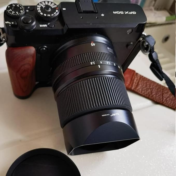 Haoge LH-G65N Bayonet Square Metal Lens Hood for Fujifilm Fuji Fujinon GF 63mm F2.8 R WR and GF 45mm F2.8 R WR Lens Shade with Metal Cap on GFX100S GFX50S GFX50R Camera