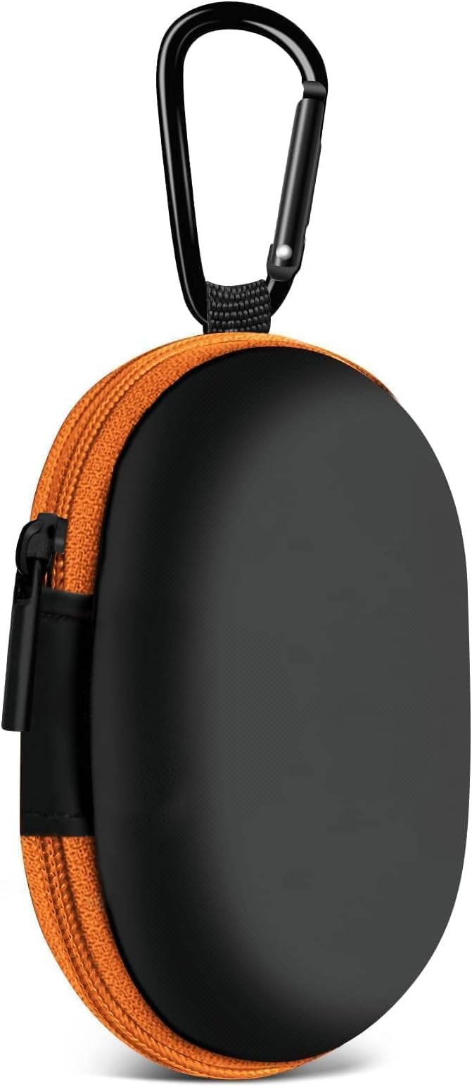 MOLOVA for Earbuds Carrying Case, Small Oval Storage Cases, Tech Pouch, Portable Storage Earbud Pouch Bag for Earbuds, in-Ear Headphones, Earphones, Headsets, Hearing Aids, USB Charging Cable, Orange