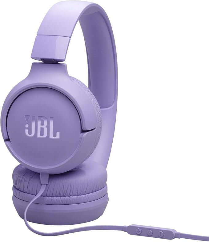 JBL Tune 520C - USB-C Wired on-Ear Headphones with Hi-Res Audio Support, JBL Pure Bass Sound, Comfort fit, USB-C connectivity, 3-Button Remote with Microphone and EQ presets Control (Purple)