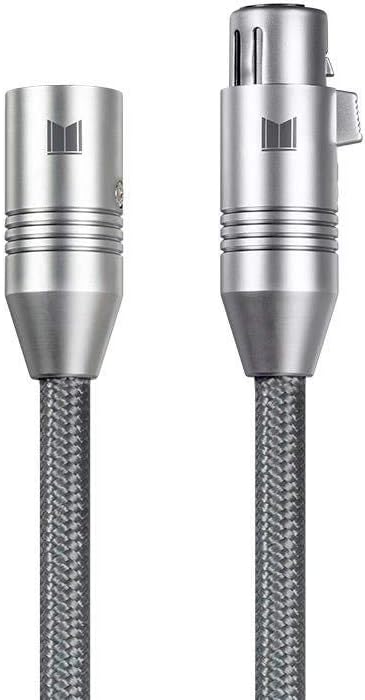 Monolith XLR Male to XLR Female Audio Cable - 2 Meter - Gray, 24K Gold Plated Connectors, Balanced, Oxygen Free Copper, Premium Home Audio