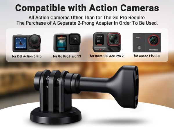 Action Camera Tripod Adaptor with 1/4"-20 Hole for Osmo Action 5 Pro 4 3 Tripod Mount Adapter Selfie Stick Monopod for GoPro Hero 13 12 11 10, Ace Pro 2 and Other Action Cameras Travel Vlogging