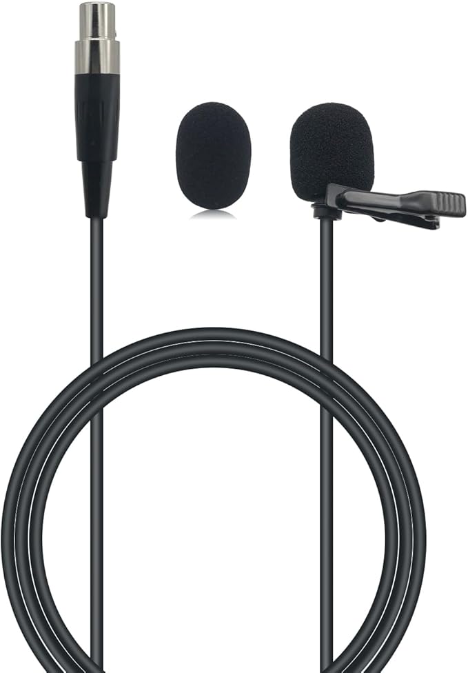 XLR Lavalier Microphone Replacement for AKG Samson Wireless Transmitter, Phenyx Pro Mic - Lav Lapel Clip, Wearable, TA3F Plug