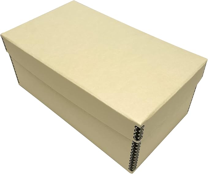 Lineco Photo Card Box, Museum-Quality Archival Storage, Acid-Free with Removable Lid, Bulk Storage for Negatives, Prints, Films, Photos, 4x6x12 Inches, Tan, 2 Pack