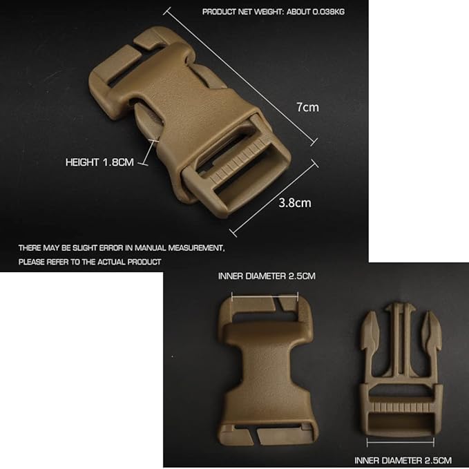 2pcs Tactical Quick-Release Buckles Molle Webbing Buckle Clip Fits Any Chest Rig Or Vest with 2.5cm Buckle